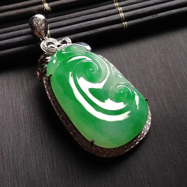 Natural Jade Pendant Jadeite Gold Ruyi Pendant PT330