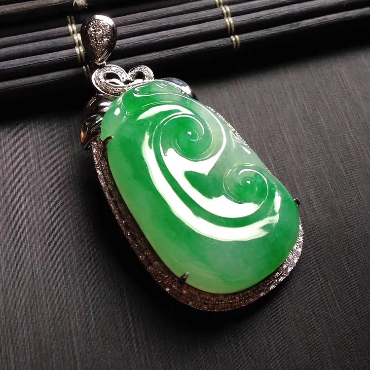 Natural Jade Pendant Jadeite Gold Ruyi Pendant PT330