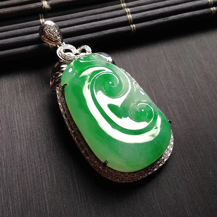 Natural Jade Pendant Jadeite Gold Ruyi Pendant PT330