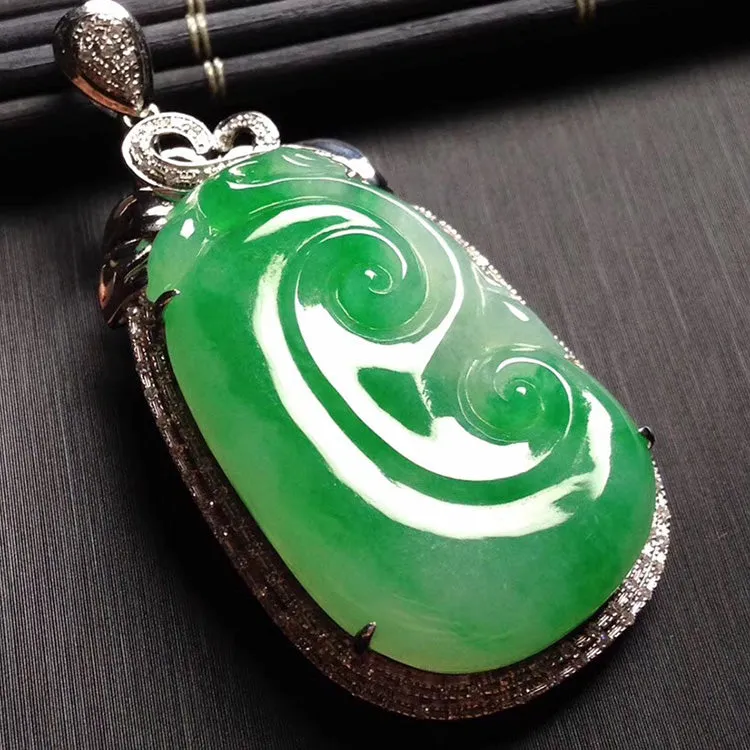 Natural Jade Pendant Jadeite Gold Ruyi Pendant PT330