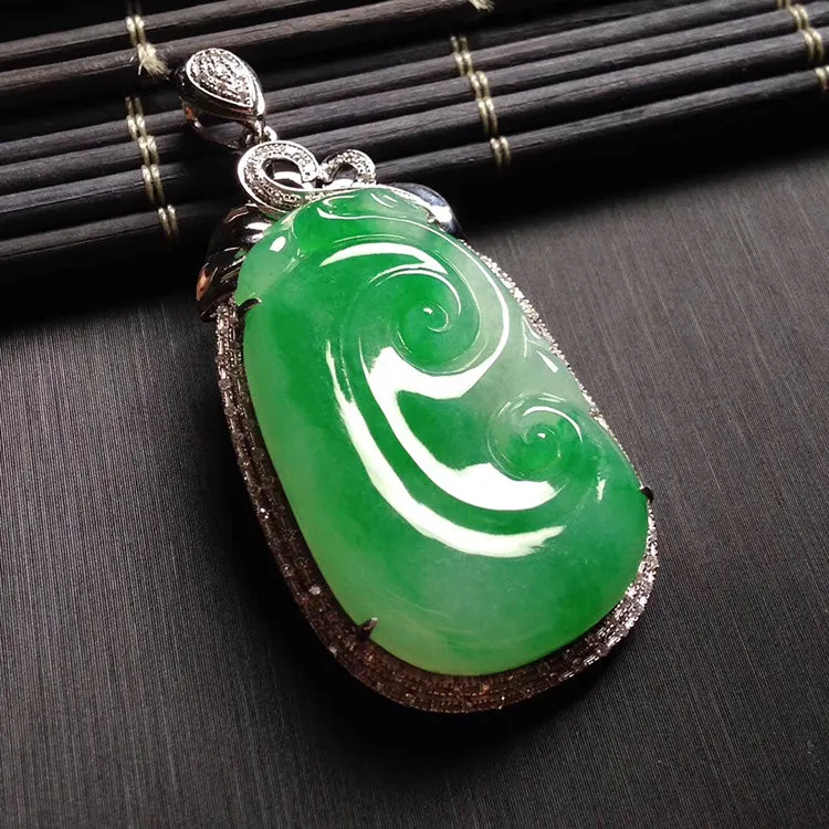 Natural Jade Pendant Jadeite Gold Ruyi Pendant PT330