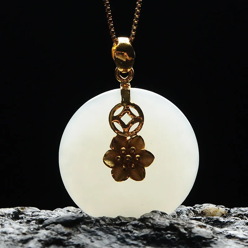 Natural Jade Pendant Nephrite Gold Pendant PT148