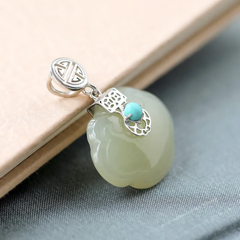 Natural Jade Pendant Nephrite Turquoise Silver Pendant ZPT124