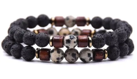 Natural Stone Double Layer Men's Bracelets