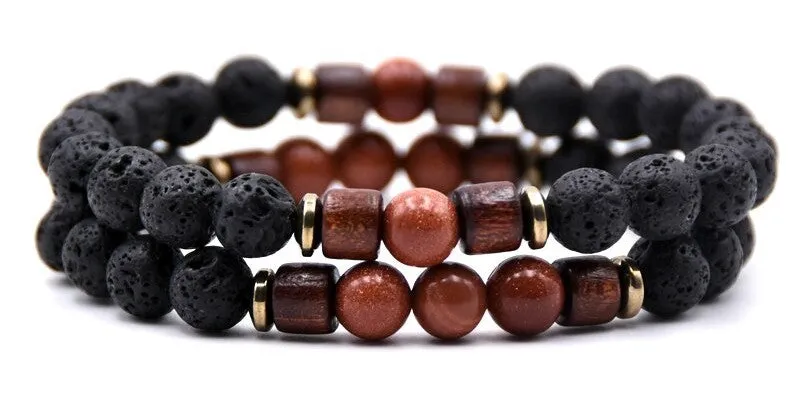 Natural Stone Double Layer Men's Bracelets