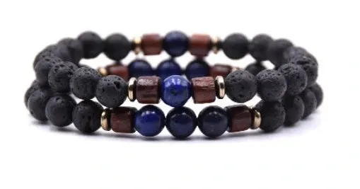 Natural Stone Double Layer Men's Bracelets