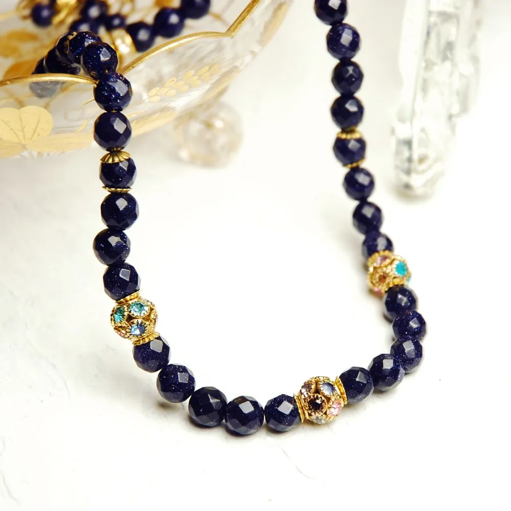 Navy Star Stone Gemstone Necklace by Rosie Fox