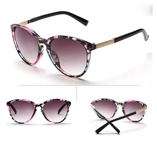 New Fashion Womens Vintage Oversized Cat Eye Round Sunglasses Eyewear Metal Frame Sun Glasses UV400