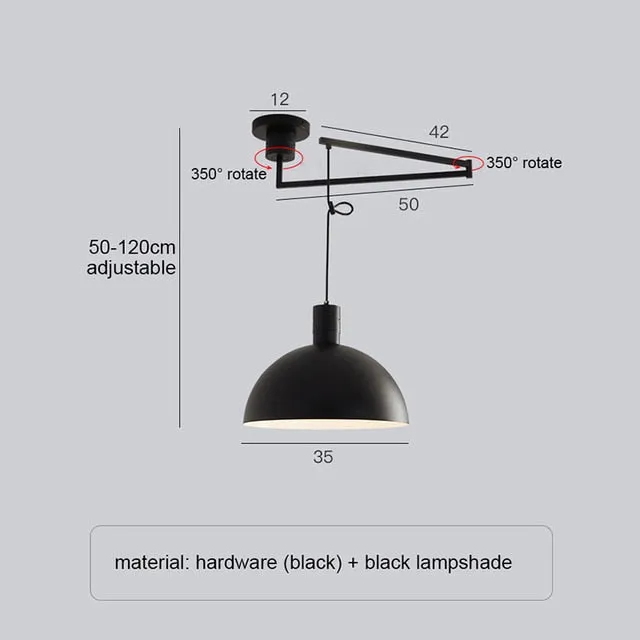 Nordic Adjustable Rotatable Longarm Pendant Light Hanging Restaurant Chandelier Ceiling Living Room Study Bar Movable Chandelier