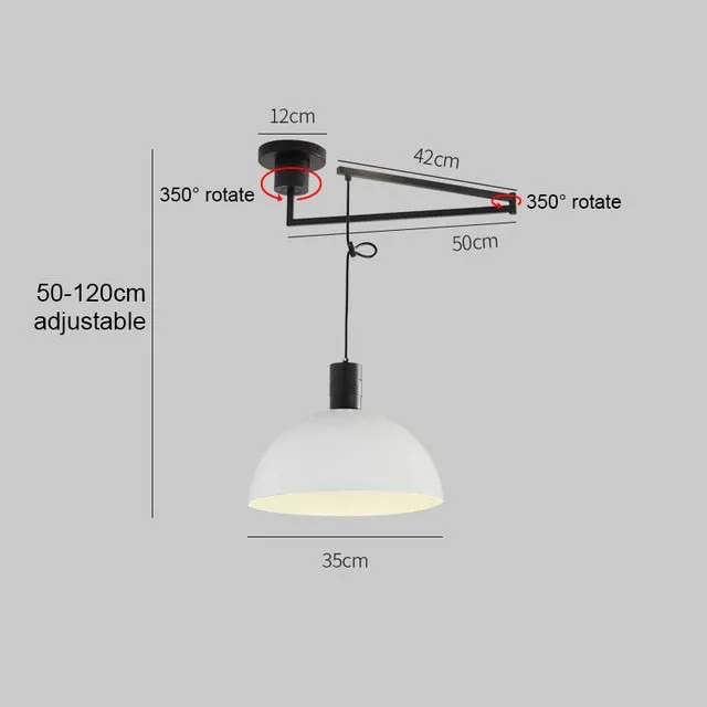 Nordic Adjustable Rotatable Longarm Pendant Light Hanging Restaurant Chandelier Ceiling Living Room Study Bar Movable Chandelier