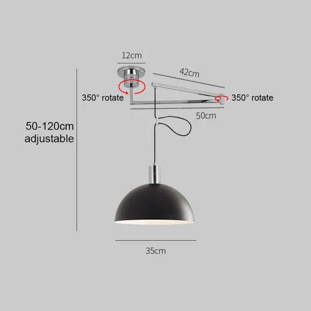 Nordic Adjustable Rotatable Longarm Pendant Light Hanging Restaurant Chandelier Ceiling Living Room Study Bar Movable Chandelier