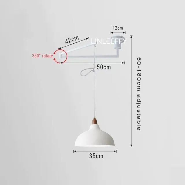 Nordic Adjustable Rotatable Longarm Pendant Light Hanging Restaurant Chandelier Ceiling Living Room Study Bar Movable Chandelier