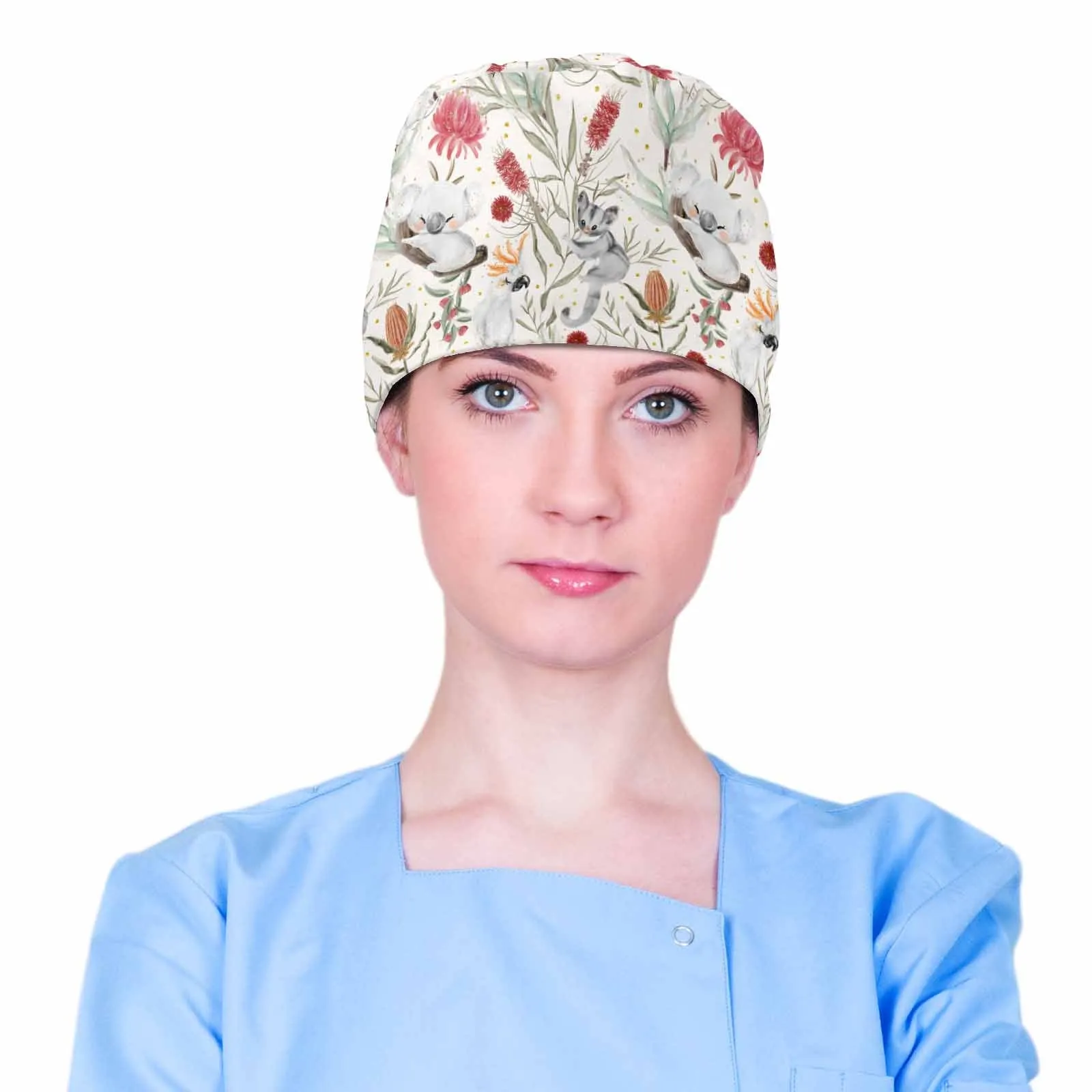 Nurse Scrub Cap Australian Animals Koala Sugar Glider Cockatoo  Scrub Cap