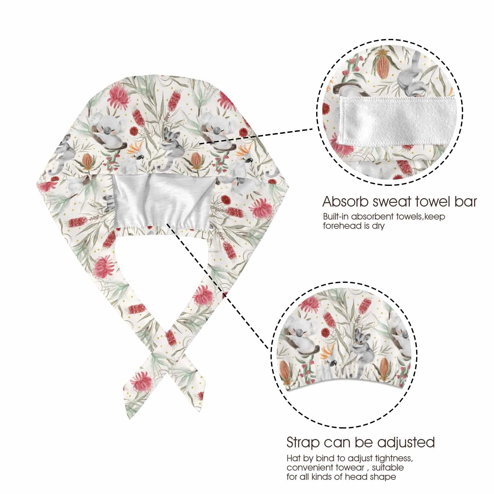 Nurse Scrub Cap Australian Animals Koala Sugar Glider Cockatoo  Scrub Cap