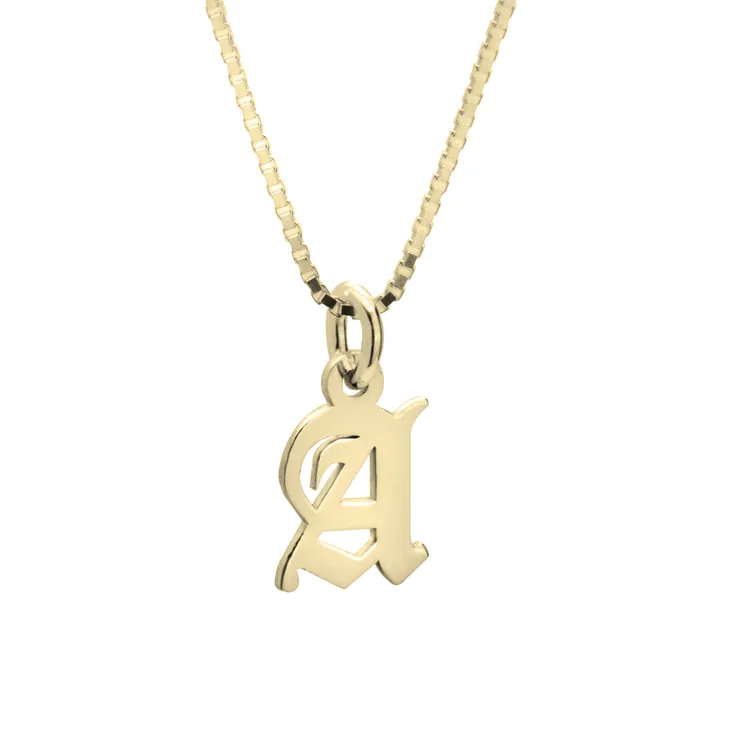 Old English Initial Necklace 14k Gold