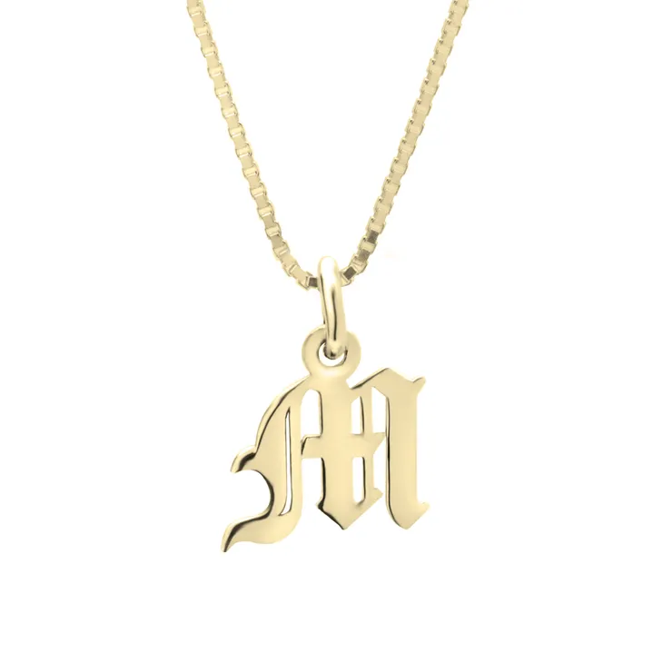 Old English Initial Necklace 14k Gold