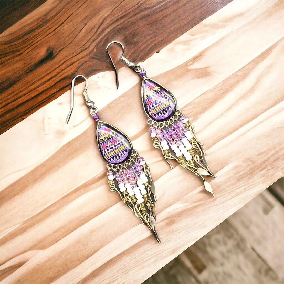 OldTribes™ Small Sized Southwestern Purple Teardrop Earrings