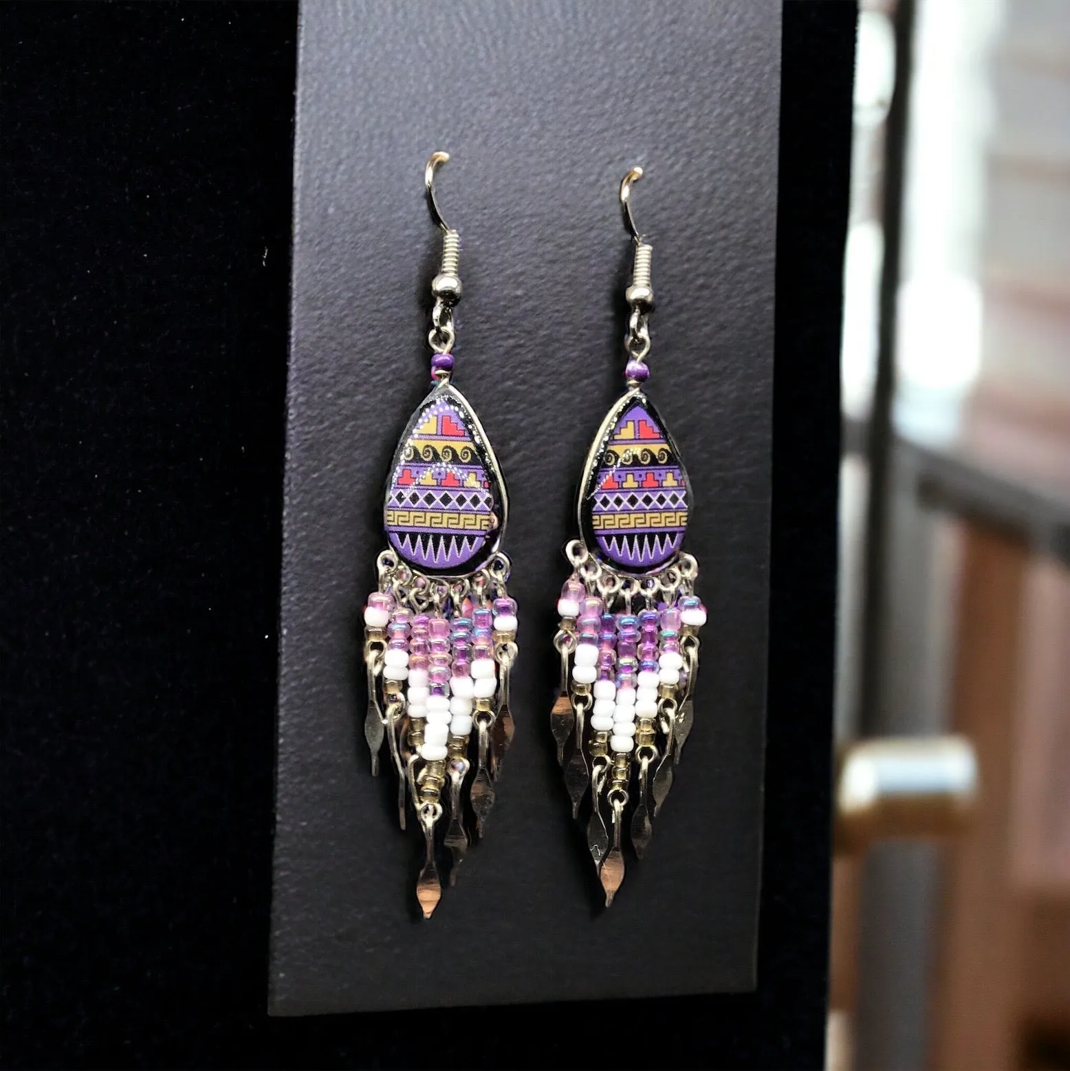 OldTribes™ Small Sized Southwestern Purple Teardrop Earrings