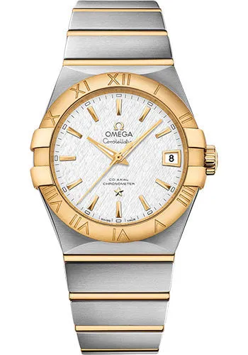 Omega Constellation Co-Axial Master Chronometer Watch - 38 mm Steel And Yellow Gold Case - White -Silvery Dial - Brushed Steel Bracelet - 123.20.38.21.02.006