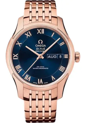 Omega De Ville Hour Vision Co-Axial Master Chronometer Annual Calendar Watch - 41 mm Sedna Gold Case - Two-Zone Blue Dial - 433.50.41.22.03.001