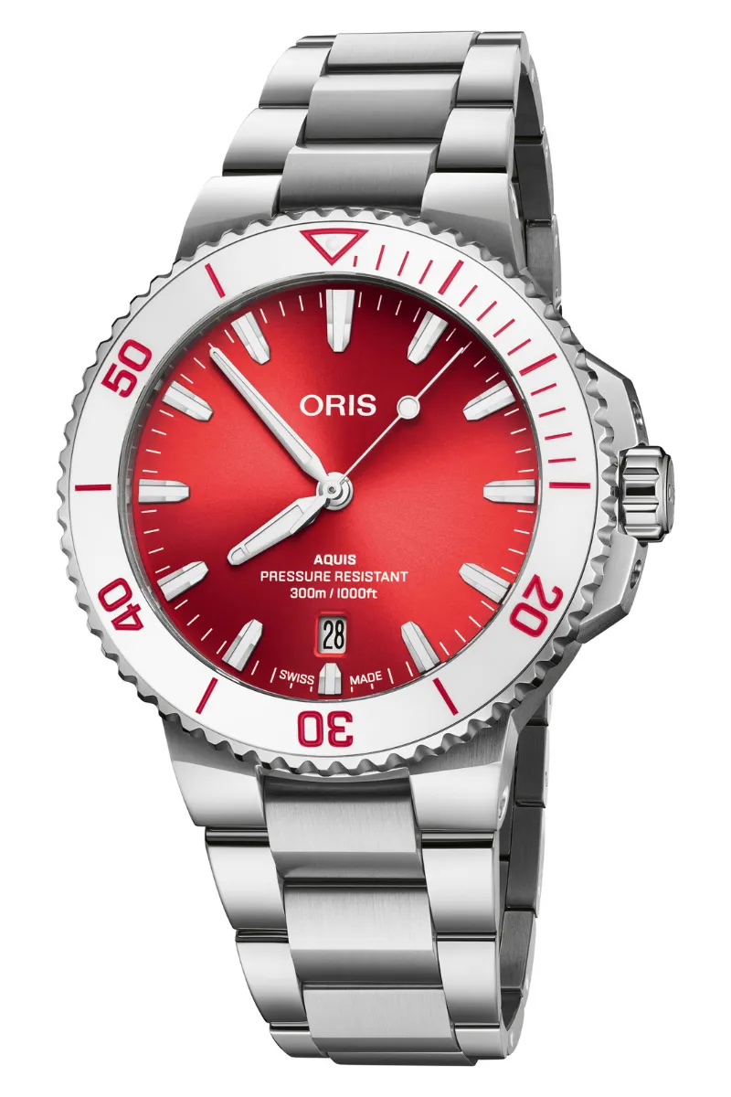 Oris Aquis Date 41.5mm Watermelon Red 733 7787 4138-07 8 22 04PEB