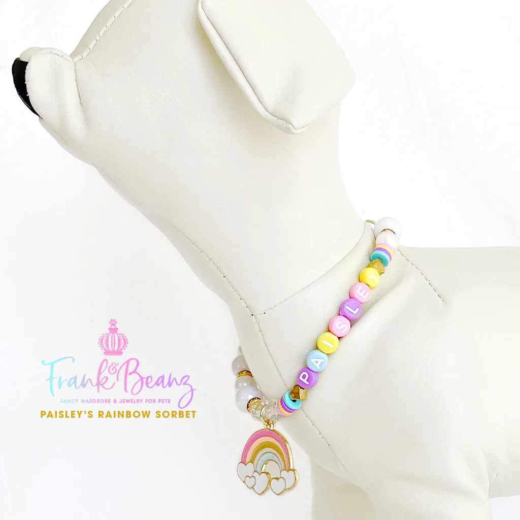 Paisley's Rainbow Sorbet Pearl Pet Necklace Luxury Pet Jewelry