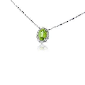 Peridot and Classic-Style Diamond Halo Pendant