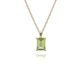 Peridot Halskette, 9 Karat Gelbgold Peridot Einzel Stein Baguette 45cm Halskette