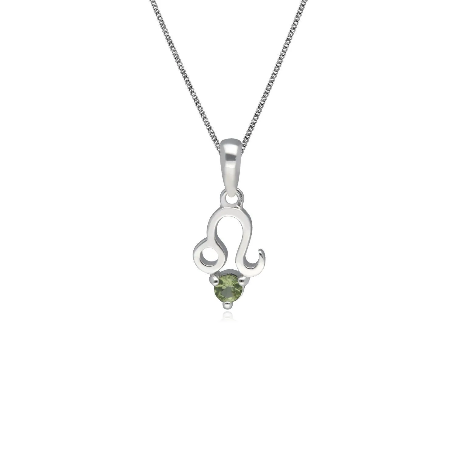 Peridot Leo Sternzeichen Anhänger in 9ct Weiß Gold