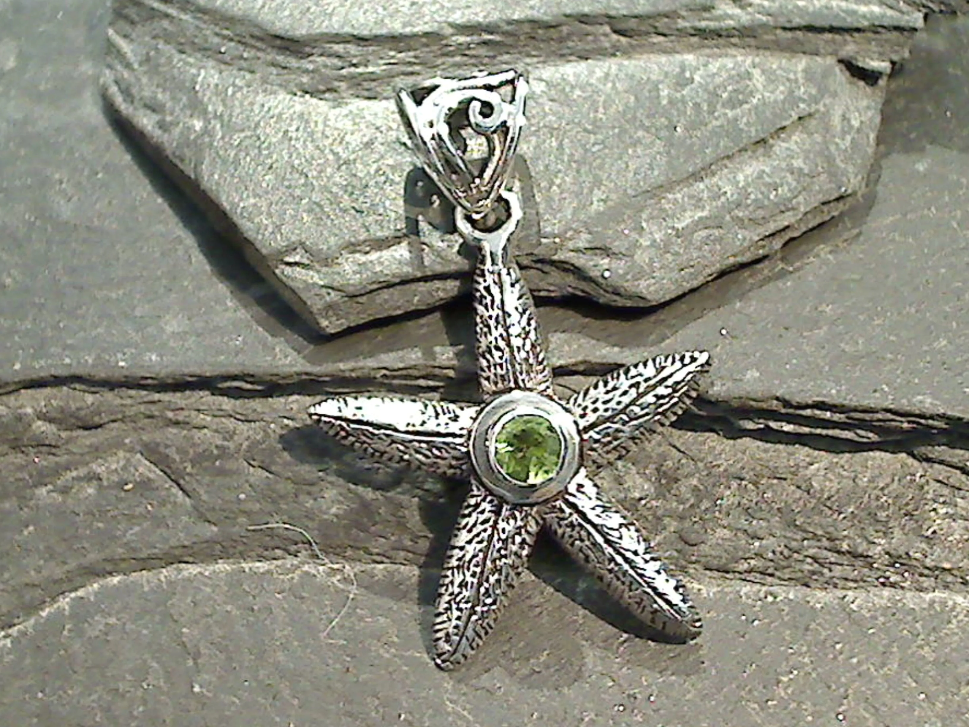 Peridot, Sterling Silver Starfish Pendant