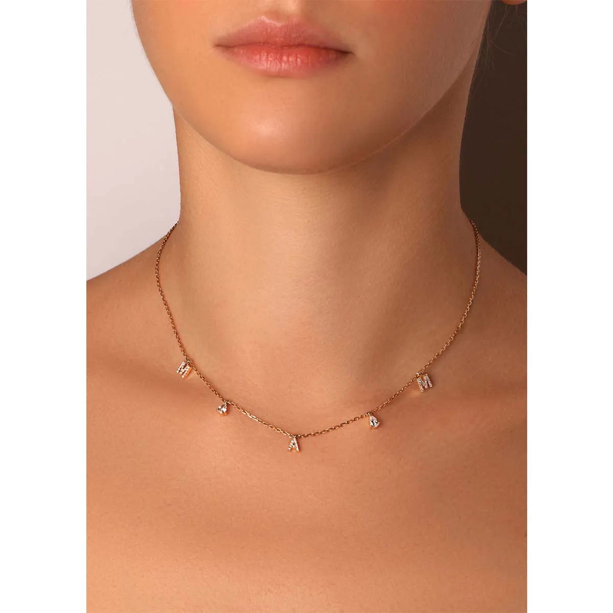 Personalized Three Letter Pear Diamond Choker