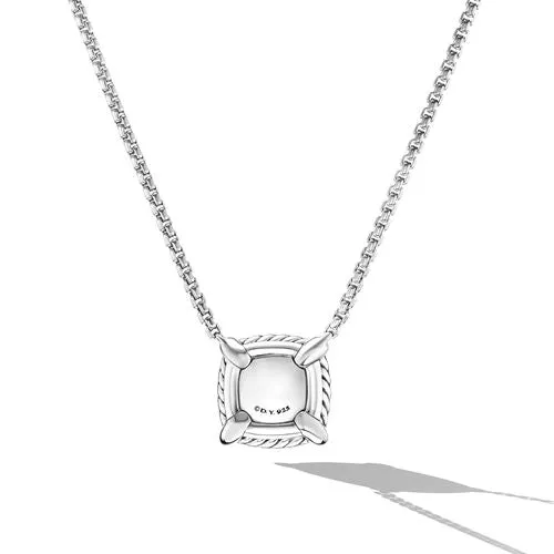 Petite Chatelaine Pavé Bezel Pendant Necklace in Sterling Silver with Peridot and Diamonds, 7mm