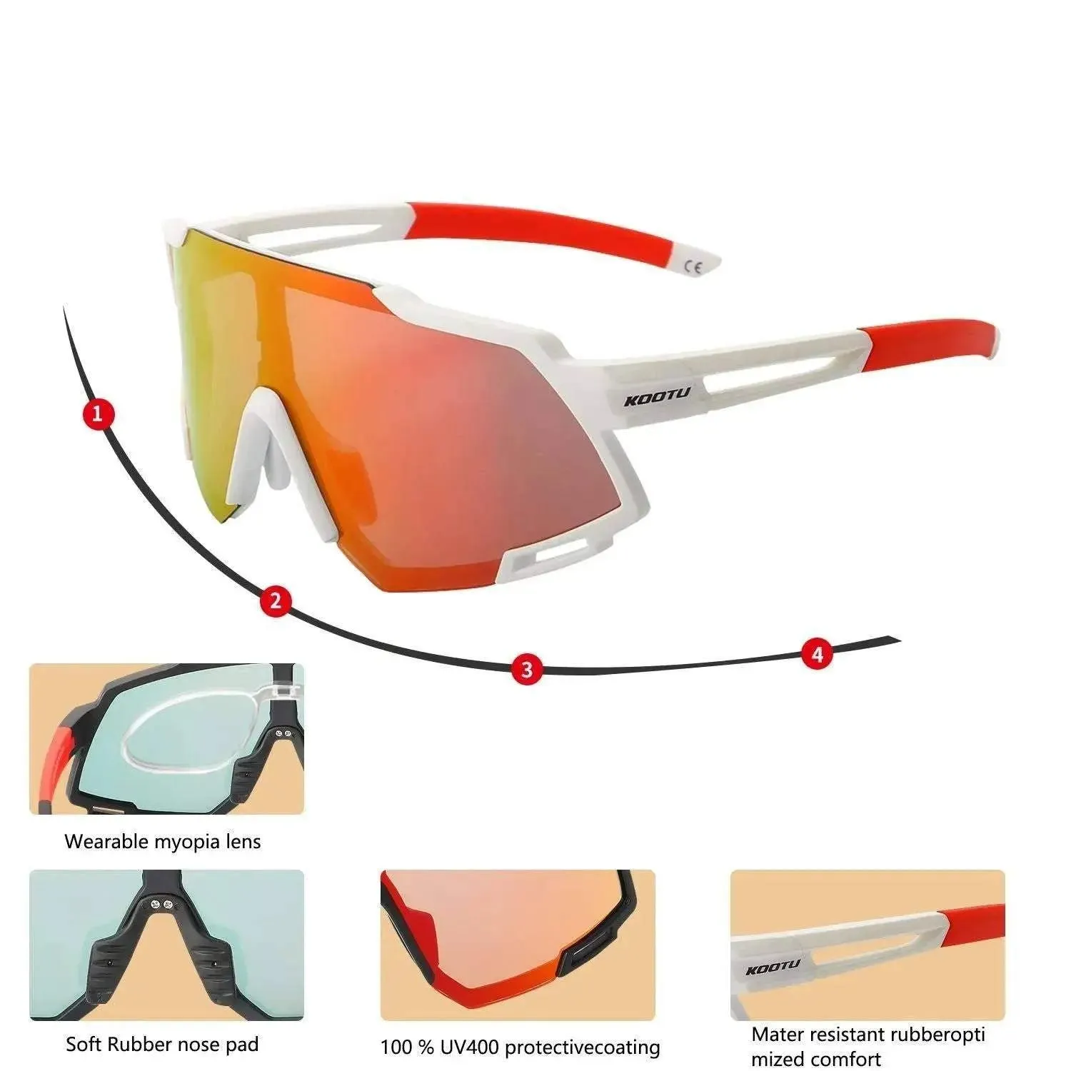 Polarized Cycling Sunglasses 5 Lens Bike Glasses Cycling Eyewear