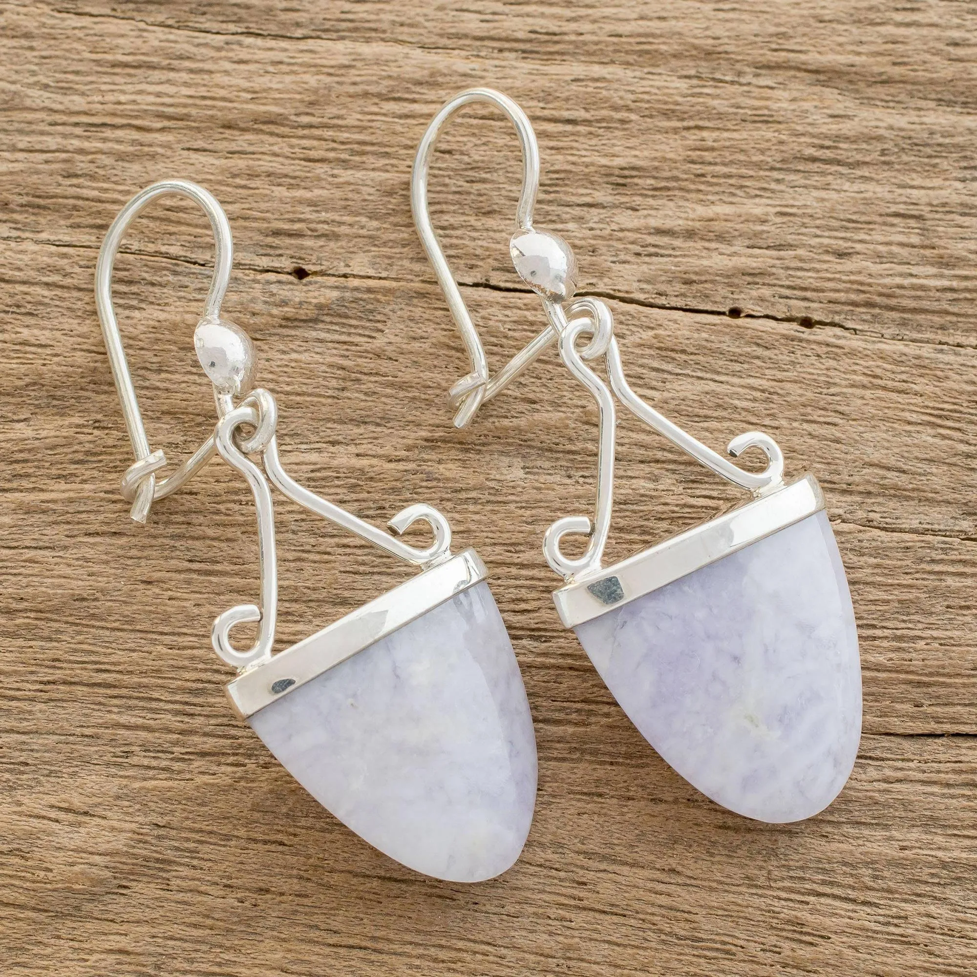 Power of Life Artisan Crafted Lilac Jade and Sterling Silver Earrings