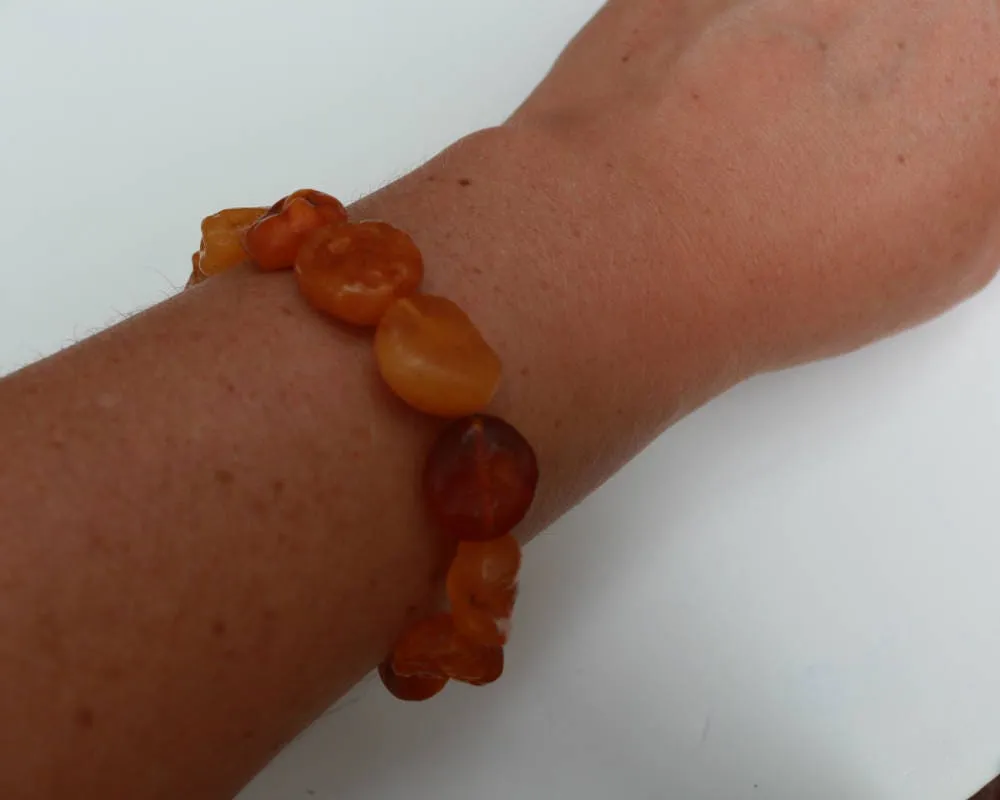 Raw Baltic Amber Nodule Drop Bracelet Untreated Natural 8″ 13.2 gram