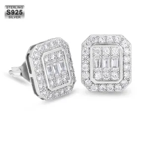 Rectangle Diamond Stud Earrings for Men KRKC