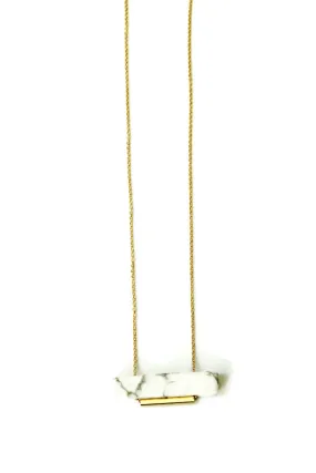 Rectangle White Howlite Stone Necklace