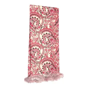 Red And Brown Paisley Printed Scarf With Pocket Square