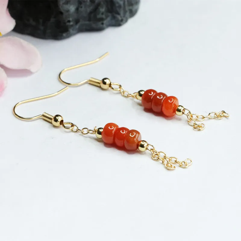 Red Jadeite Abacus Beads Sterling Silver Earrings