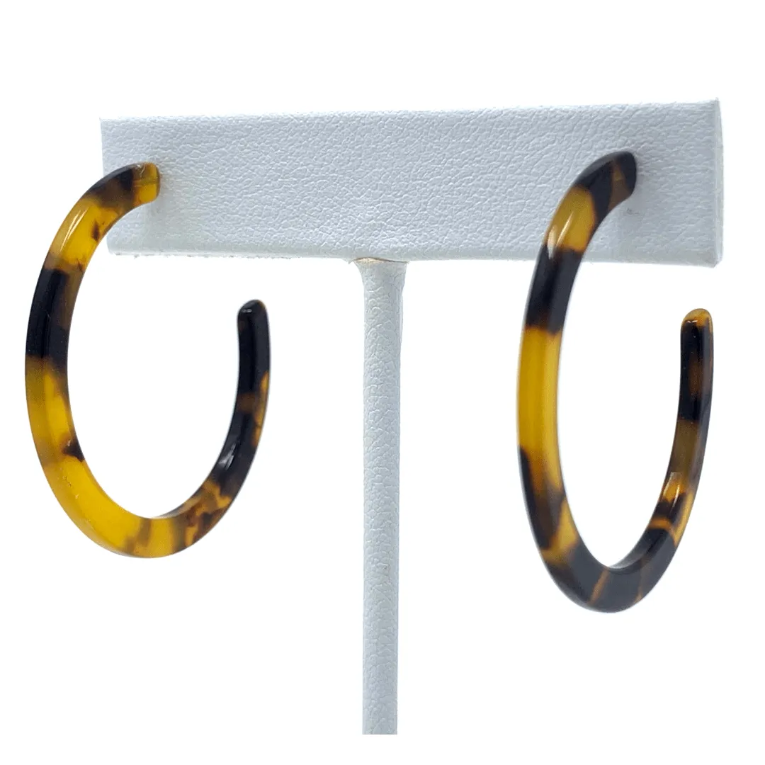 Resin Tortoise Shell Hoop Earrings