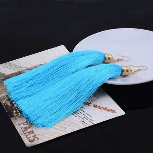 Retro Bohemia Tassels Earrings Multicolor Long Drop Dangling Earrings Women Valentine's Day Gift E117