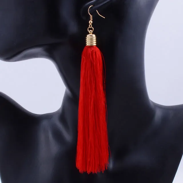 Retro Bohemia Tassels Earrings Multicolor Long Drop Dangling Earrings Women Valentine's Day Gift E117