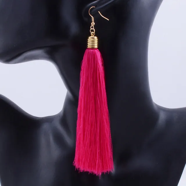 Retro Bohemia Tassels Earrings Multicolor Long Drop Dangling Earrings Women Valentine's Day Gift E117