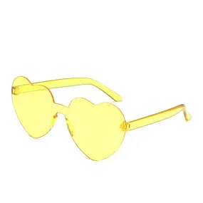 Rimless Heart Sunglasses - Yellow