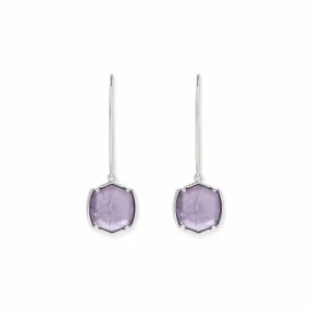 Rocksbox Exclusive Davis Drop Earrings in Rhodium & Purple Mica