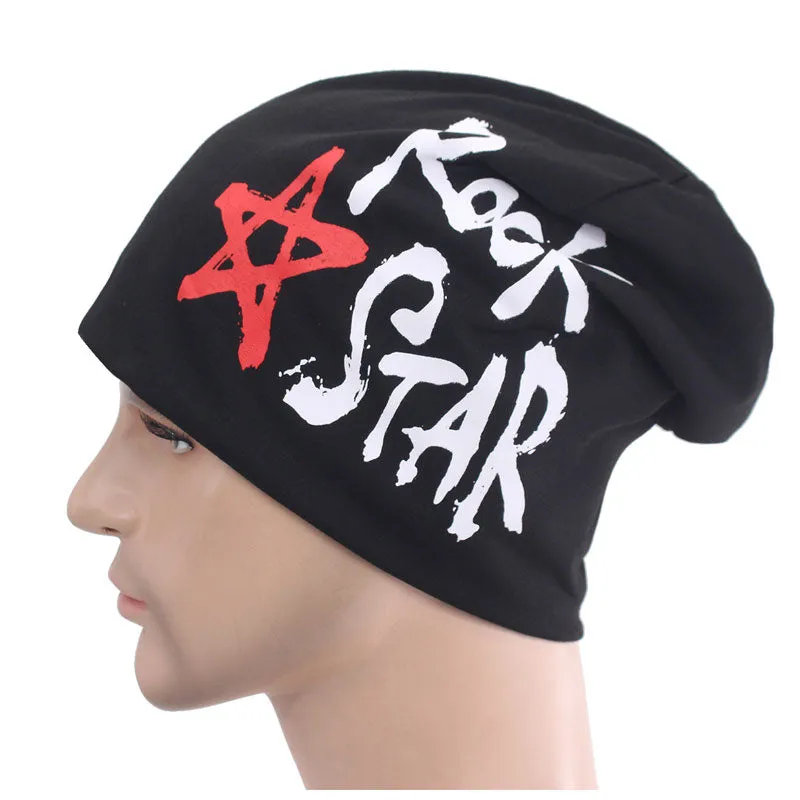 Rockstar Men Winter Hat Beanie Women Autumn Knitted Hats For Men Skullies Beanies Cap Gorro Baggy Skull Bonnet Male Winter Hat Cap