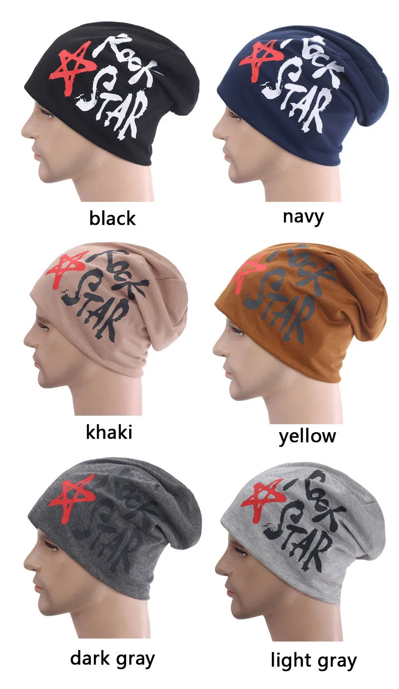 Rockstar Men Winter Hat Beanie Women Autumn Knitted Hats For Men Skullies Beanies Cap Gorro Baggy Skull Bonnet Male Winter Hat Cap