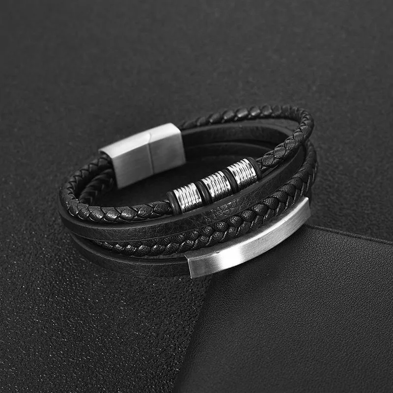 Roger Woven Multilayered Leather Bracelet