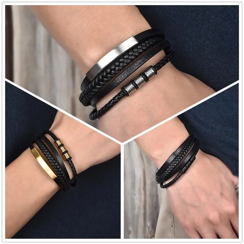 Roger Woven Multilayered Leather Bracelet