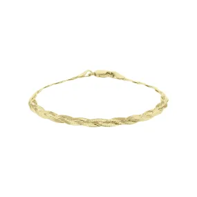 Roma Gold Braided Herringbone Chain Bracelet